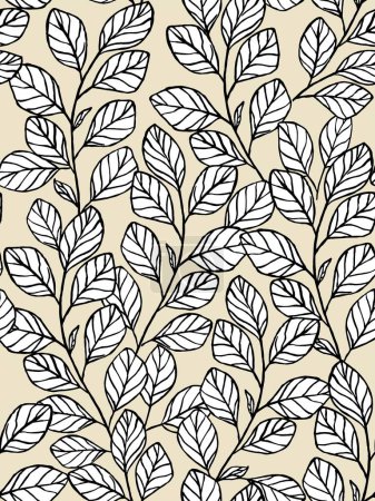 Foto de Fondo floral abstracto sin costuras con hojas. Patrón de hojas naturales dibujadas a mano gris y blanco Vector illustration.Vector patrón floral - Imagen libre de derechos
