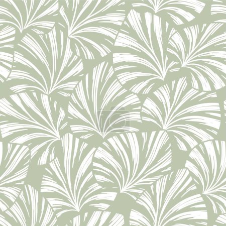 Foto de Fondo floral abstracto verde sin costuras con hojas blancas. Patrón floral dibujado a mano vectorial. - Imagen libre de derechos
