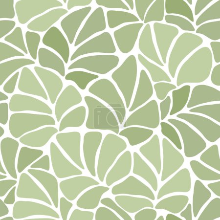 Foto de Fondo de arte botánico abstracto sin costuras con hojas. Patrón natural de hojas verdes y blancas dibujadas a mano, monocroma.Patrón floral vectorial - Imagen libre de derechos