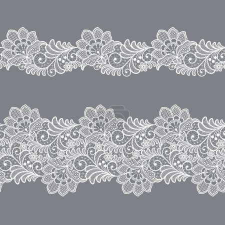 Foto de Fondo floral sin costuras con flores de encaje blanco.Vector ramas de encaje blanco con flores - Imagen libre de derechos