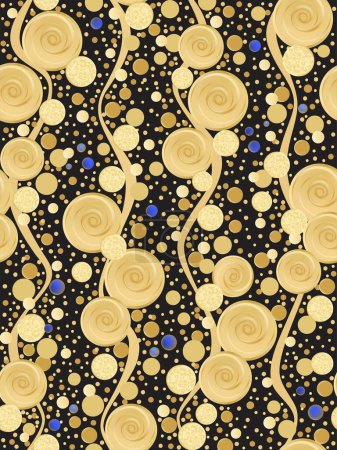 Seamless abstract black and gold background. Vector seamless  pattern