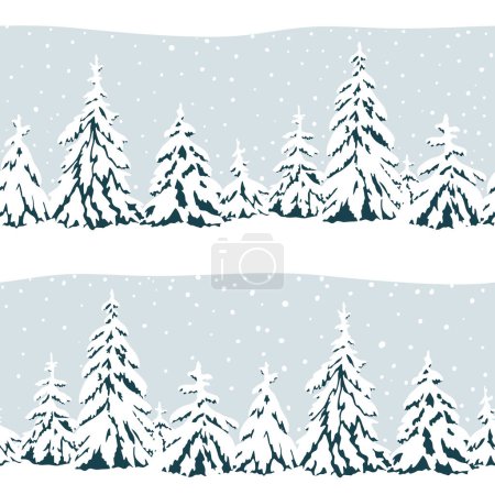 Téléchargez les illustrations : Modèle sans couture avec des arbres d'hiver - en licence libre de droit