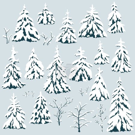 Illustration for Winter trees, christmas illustrations - Royalty Free Image