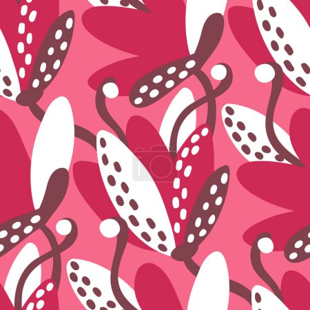 Ilustración de Patrón sin costuras con flores de color rosa brillante - Imagen libre de derechos