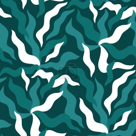 Illustration for Abstract seamless floral pattern with wavy leaves - Royalty Free Image