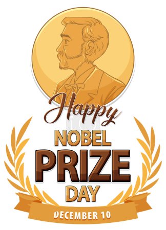 Illustration for Nobel Prize Day text for banner or poster design illustration - Royalty Free Image