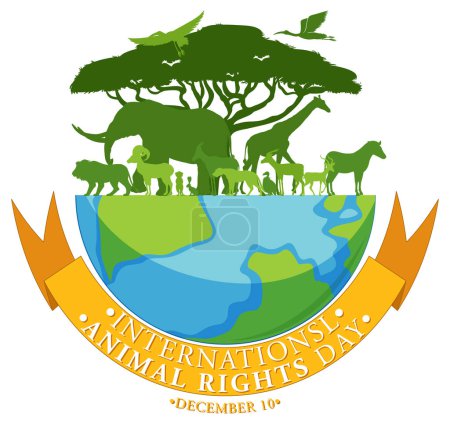Illustration for International Animal Rights Day banner design illustration - Royalty Free Image