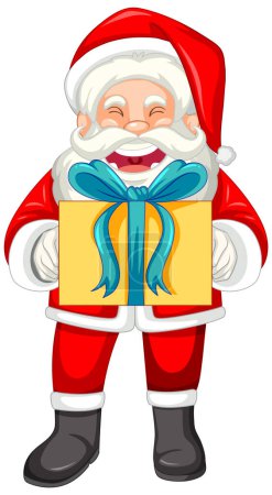 Téléchargez les illustrations : Santa Claus tenant une illustration de boîte cadeau - en licence libre de droit