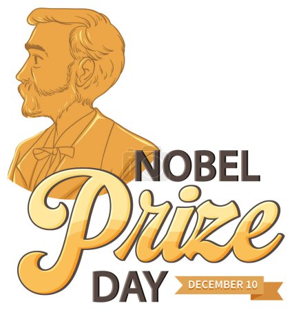 Illustration for Nobel Prize Day text for banner or poster design illustration - Royalty Free Image