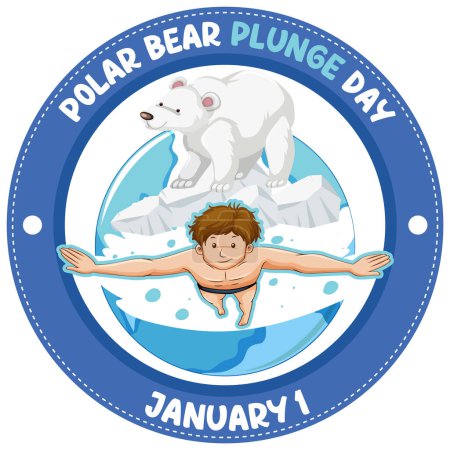 Polar Bear Plunge Day icon illustration