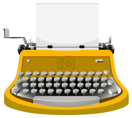 Illustration for Vintage typewriter in yellow color illustration - Royalty Free Image