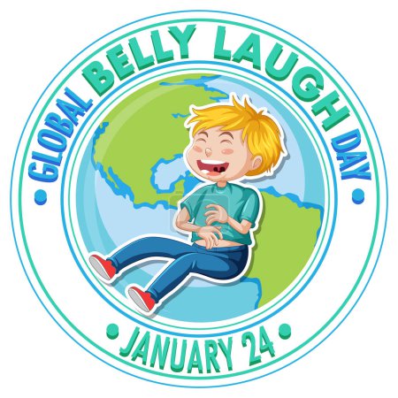 Illustration for Global belly laugh day logo banner illustration - Royalty Free Image