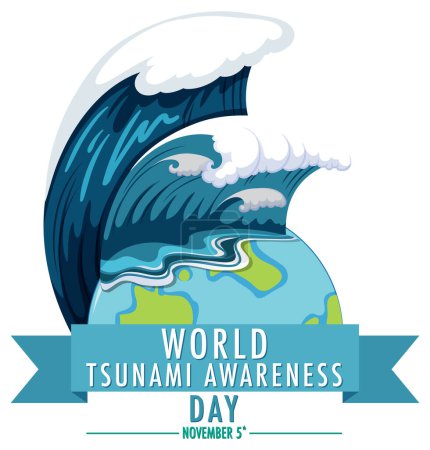 Ilustración de World Tsunami Awareness Day Banner Design illustration - Imagen libre de derechos
