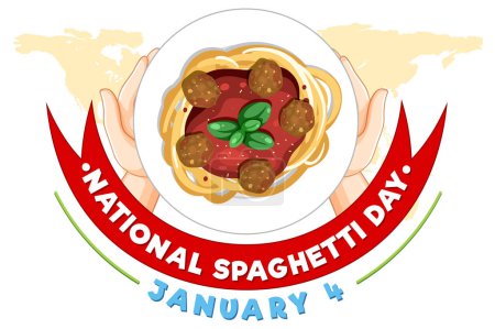 Téléchargez les illustrations : Illustration de conception de bannière de la Journée nationale des spaghettis - en licence libre de droit