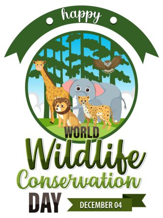 Illustration for World wildlife conservation day banner design illustration - Royalty Free Image