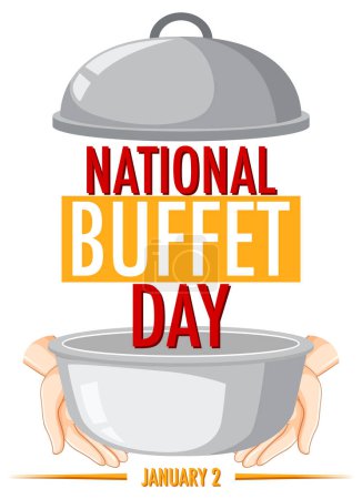 Illustration for National Buffet Day Text Banner Design illustration - Royalty Free Image