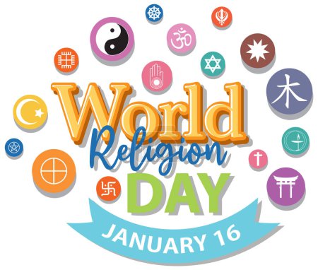 Illustration for World religion day banner design illustration - Royalty Free Image