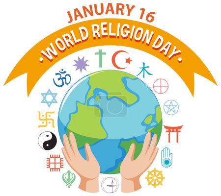 Ilustración de Día Mundial de la Religión Banner Design illustration - Imagen libre de derechos