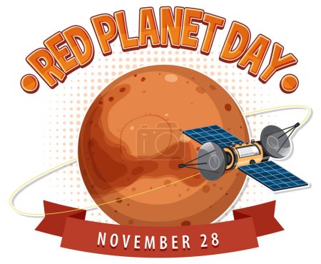 Illustration for Red planet day poster template illustration - Royalty Free Image