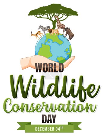 Téléchargez les illustrations : Journée mondiale de la conservation de la faune Illustration de conception de bannière - en licence libre de droit