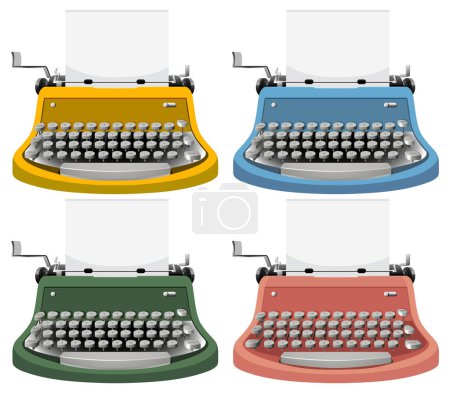 Ilustración de Máquina de escribir vintage en diferentes colores ilustración - Imagen libre de derechos