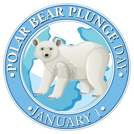 Téléchargez les illustrations : Ours polaire Plongée Jour Janvier icône illustration - en licence libre de droit