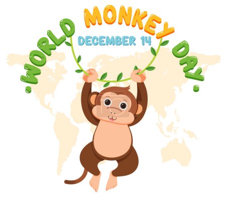 Ilustración de Día Mundial del mono diseño de póster ilustración - Imagen libre de derechos