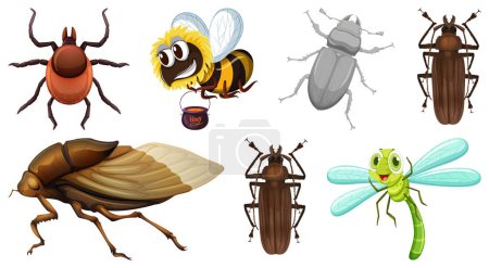 Ilustración de Conjunto de diferentes tipos de ilustración de insectos - Imagen libre de derechos