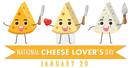 Téléchargez les illustrations : Illustration du logo de la Journée nationale des amateurs de fromage - en licence libre de droit