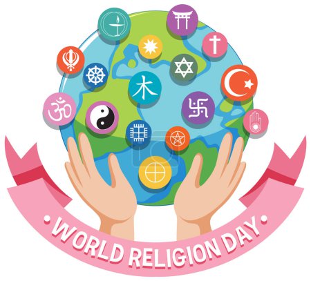Illustration for World religion day banner design illustration - Royalty Free Image
