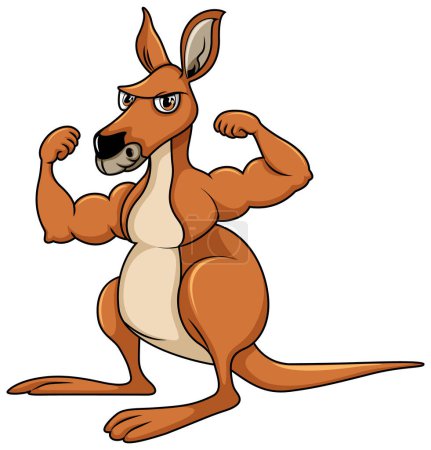 Muscular kangaroo cartoon character illustration
