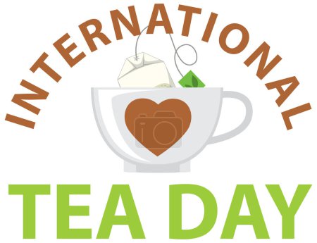 Ilustración de Ilustración de banner de texto del día internacional del té - Imagen libre de derechos
