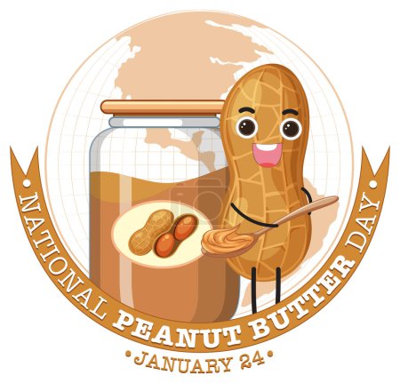 Ilustración de Ilustración de diseño de banner de mantequilla de cacahuete nacional - Imagen libre de derechos