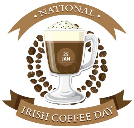 Téléchargez les illustrations : Journée nationale du café irlandais Bannière Illustration de design - en licence libre de droit
