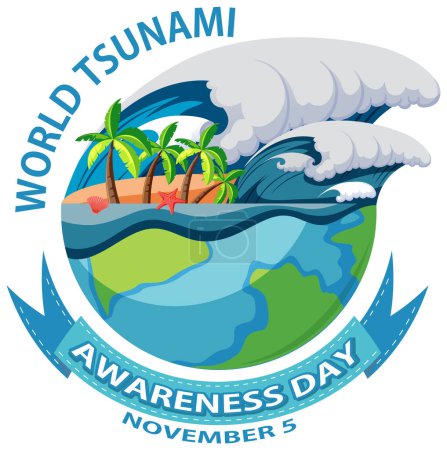 Ilustración de Ilustración del Día Mundial de la Concienciación sobre el Tsunami - Imagen libre de derechos