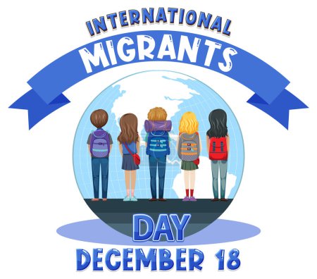 Illustration for International Migrants Day Banner Design illustration - Royalty Free Image