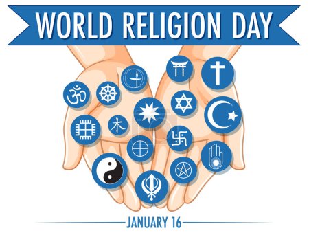 Illustration for World Religion Day Banner Design illustration - Royalty Free Image