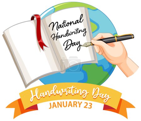 Ilustración de Día Nacional de la Escritura a Mano Logo Banner ilustración - Imagen libre de derechos