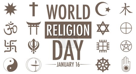 Téléchargez les illustrations : Illustration du design de bannière de la Journée mondiale de la religion - en licence libre de droit