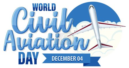 Illustration for World civil aviation text for poster or banner design illustration - Royalty Free Image