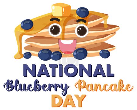 Illustration for National Blueberry Pancake Day Banner illustration - Royalty Free Image