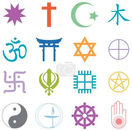 Photo pour World religion symbols concept illustration - image libre de droit