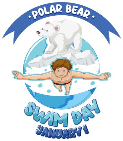 Illustration for Polar Bear Plunge Day icon illustration - Royalty Free Image