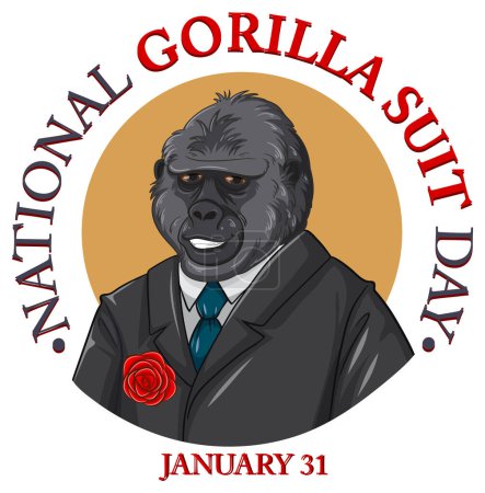 Téléchargez les illustrations : Journée nationale du costume Gorilla Illustration de bannière - en licence libre de droit