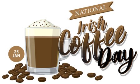Ilustración de Día Nacional del Café Irlandés Banner Diseño ilustración - Imagen libre de derechos