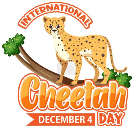 Ilustración de Ilustración internacional del diseño de carteles o pancartas del día del guepardo - Imagen libre de derechos