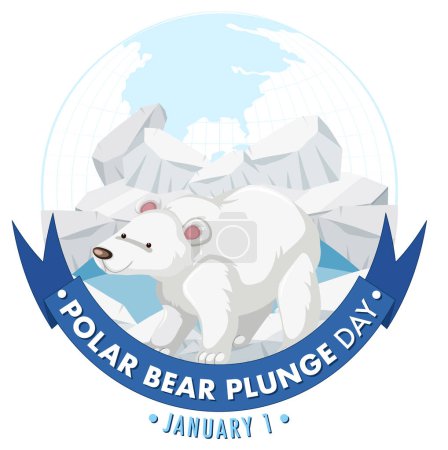 Illustration for Polar Bear Plunge Day January icon  illustration - Royalty Free Image
