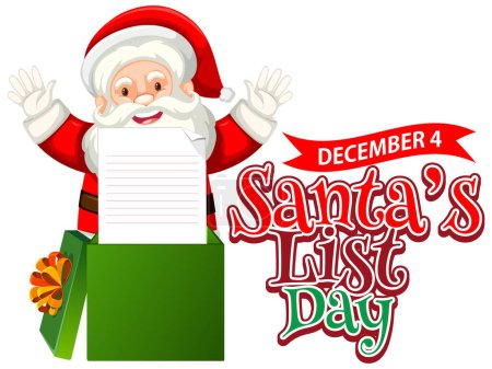 Illustration for Santa's list day text banner design  illustration - Royalty Free Image