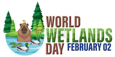Ilustración de World wetlands day on February icon illustration - Imagen libre de derechos