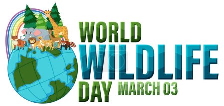 Téléchargez les illustrations : World wildlife day logo illustration - en licence libre de droit